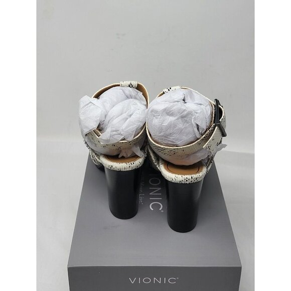 Vionic Perk Sami snake white black Leather Ankle Strap Sandals Heels size 7.5 - Picture 5 of 6